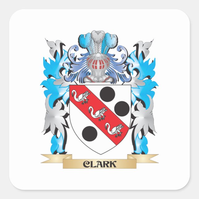 Clark Coat of Arms - Family Crest Square Sticker (Front)