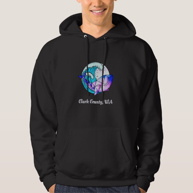 Clark County Wa Japanese Paint Geometric Orca Kill Hoodie (Front)