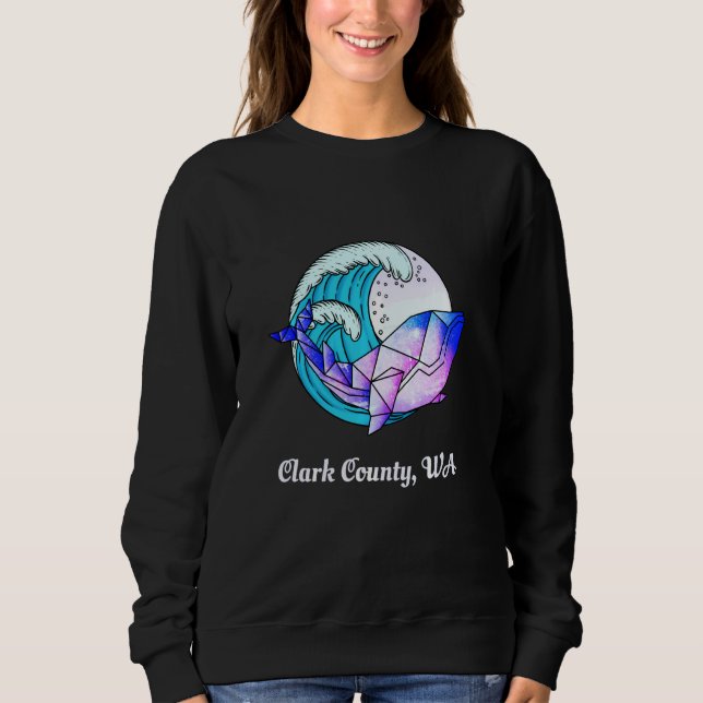 Clark County Wa Japanese Paint Geometric Orca Kill Sweatshirt (Front)