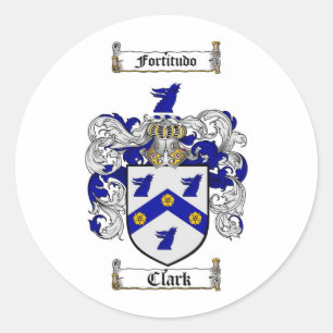 CLARK FAMILY CREST - CLARK COAT OF ARMS CLASSIC ROUND STICKER