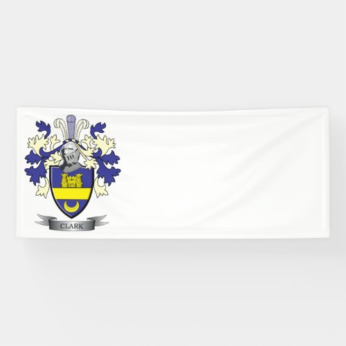 Clark Family Crest Coat of Arms Banner
