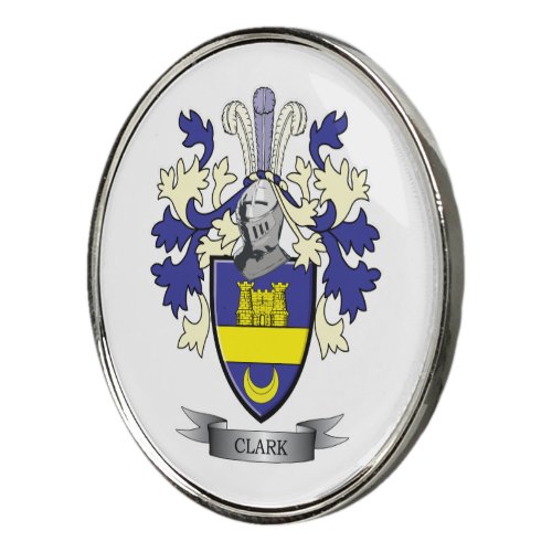 Clark Family Crest Coat of Arms Golf Ball Marker