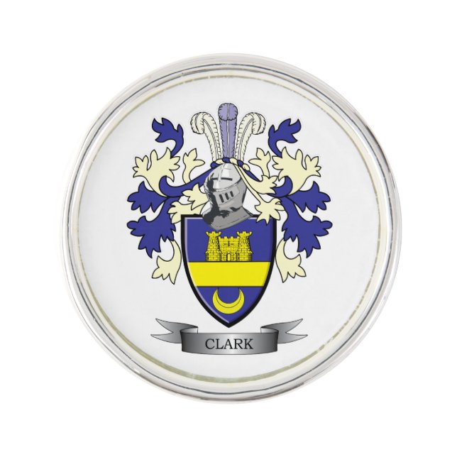 Clark Family Crest Coat of Arms Pin (Front)