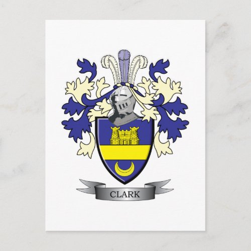 Clark Family Crest Coat of Arms Postcard