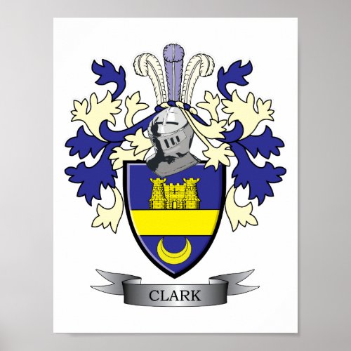 Clark Family Crest Coat of Arms Poster