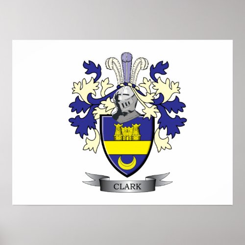 Clark Family Crest Coat of Arms Poster