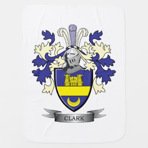 Clark Family Crest Coat of Arms Receiving Blanket