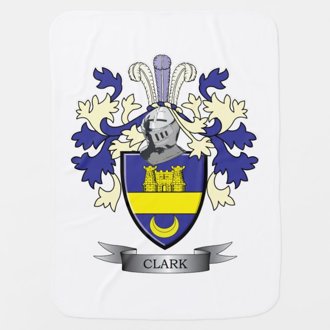Clark Family Crest Coat of Arms Receiving Blanket (Front)