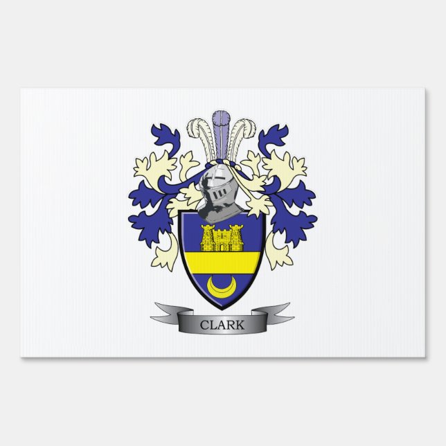Clark Family Crest Coat of Arms Yard Sign (Front)