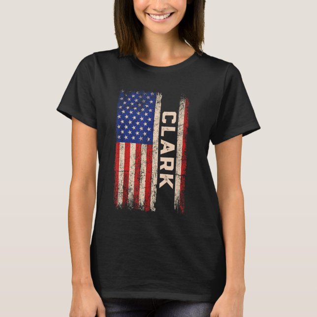 Clark Last Name Shirt Clark Name American Flag (Front)