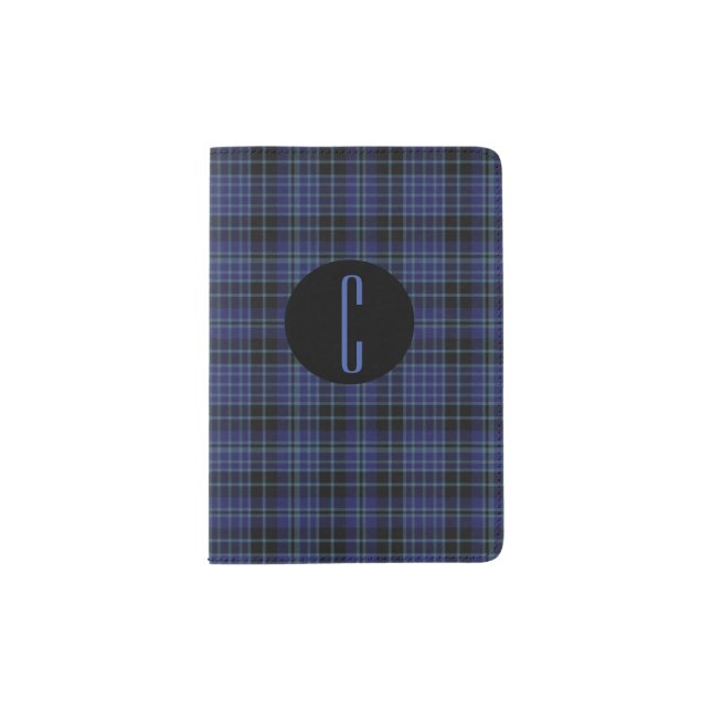 Clark Plaid Monogram Passport Holder (Front)