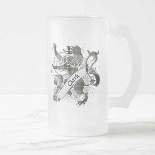 Clark Tartan Lion Frosted Glass Beer Mug