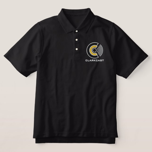 Clarkcast Polo, Black Embroidered Polo Shirt (Design Front)