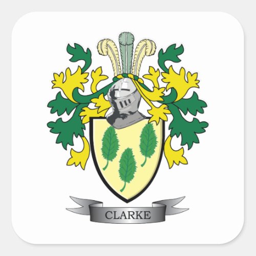 Clarke Coat of Arms Square Sticker