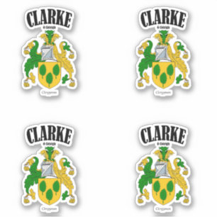 Clarke Crest Irish Translation & Meaning (x4) Sticker