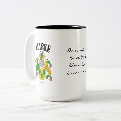 Clarke Family Crest Translation  Meaning Two_Tone Coffee Mug