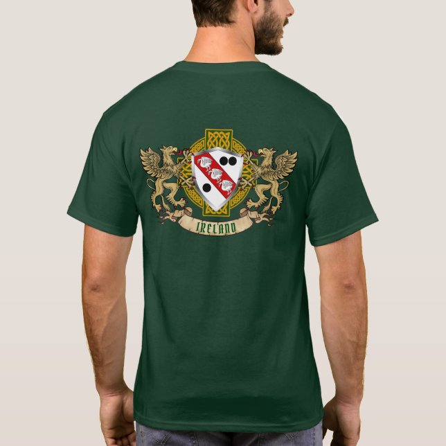 Clarke Irish Shield & Griffins Personalized  T-Shirt (Back)