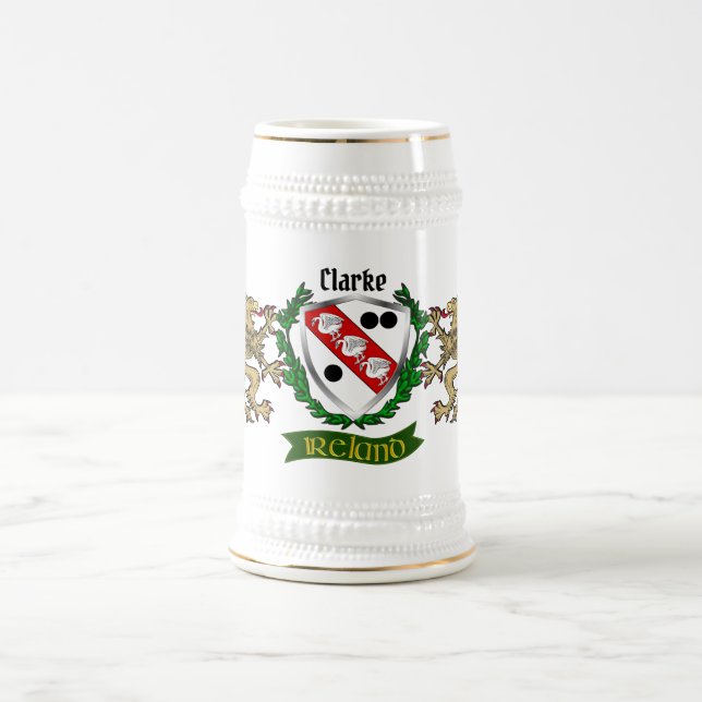 Clarke Irish Shield Personalized Beer Stein (Center)