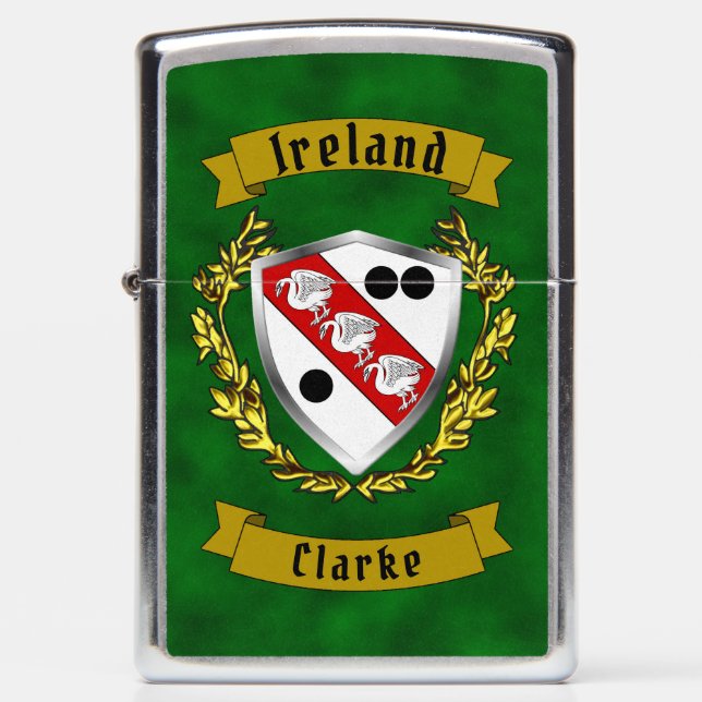 Clarke Irish Shield Personalized  Zippo Lighter (Front)