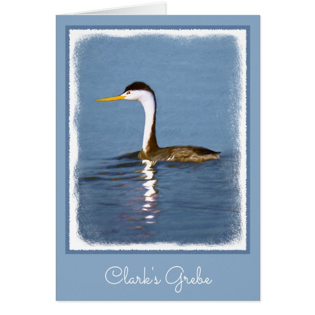 Clark's Grebe Painting - Original Bird Art Cards (Front)