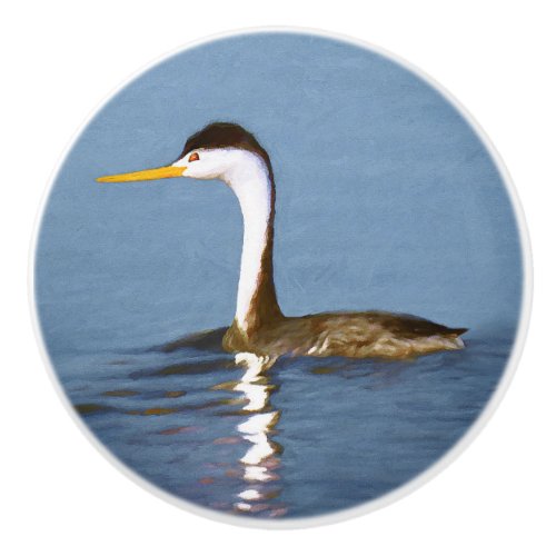 Clarks Grebe Painting _ Original Bird Art Ceramic Knob