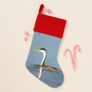 Clark's Grebe Painting - Original Bird Art Christmas Stocking