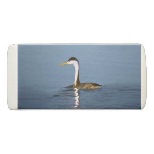 Clarks Grebe Painting _ Original Bird Art Eraser