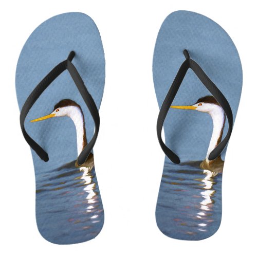 Clarks Grebe Painting _ Original Bird Art Flip Flops