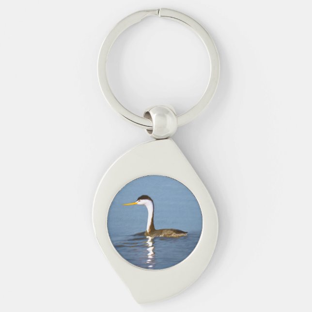Clark's Grebe Painting - Original Bird Art Keychain (Front)