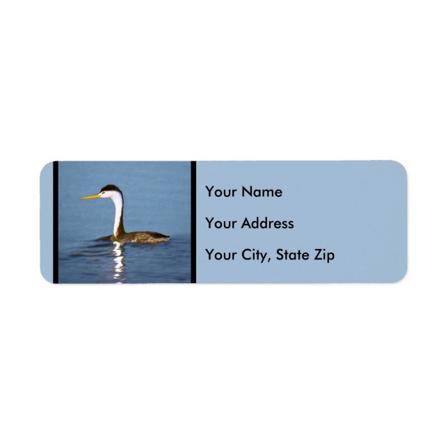 Clark's Grebe Painting - Original Bird Art Label (Front)