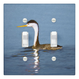 Clark's Grebe Painting - Original Bird Art Light Switch Cover