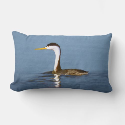 Clarks Grebe Painting _ Original Bird Art Lumbar Pillow