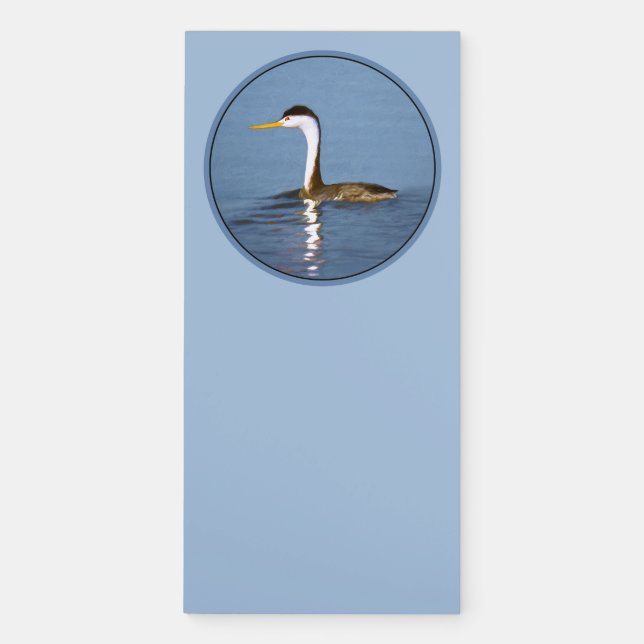 Clark's Grebe Painting - Original Bird Art Magnetic Notepad (Front)