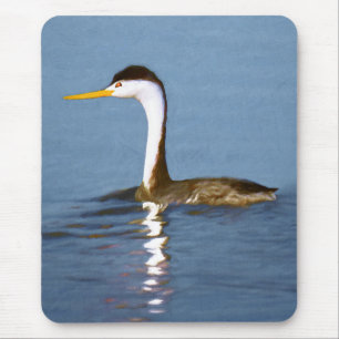 Clark's Grebe Painting - Original Bird Art Mouse Pad