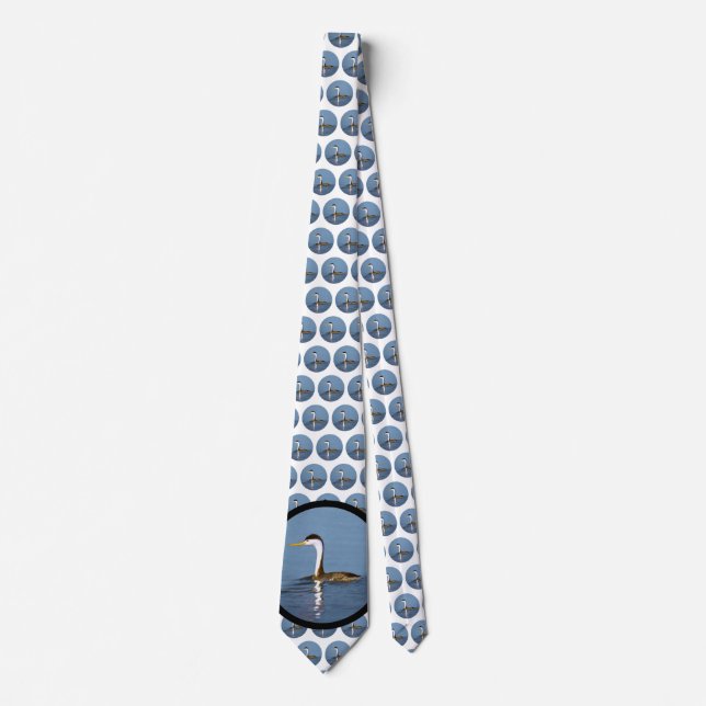 Clark's Grebe Painting - Original Bird Art Neck Tie (Front)