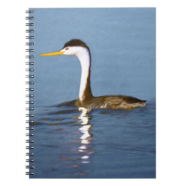 Clark's Grebe Painting - Original Bird Art Notebook (Front)