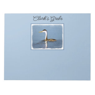 Clark's Grebe Painting - Original Bird Art Notepad