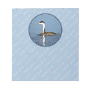 Clark's Grebe Painting - Original Bird Art Notepad