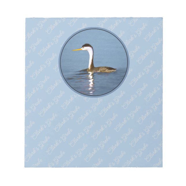 Clark's Grebe Painting - Original Bird Art Notepad (Front)