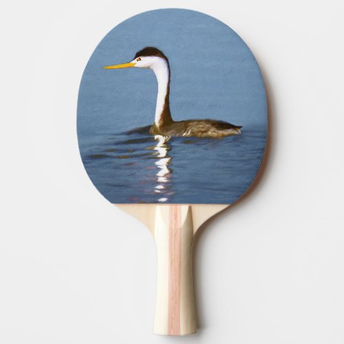 Clarks Grebe Painting _ Original Bird Art Ping Pong Paddle
