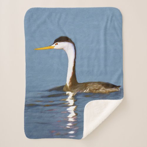 Clarks Grebe Painting _ Original Bird Art Sherpa Blanket