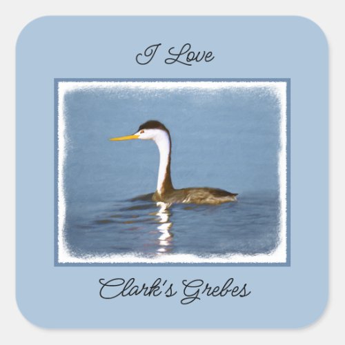 Clarks Grebe Painting _ Original Bird Art Square Sticker
