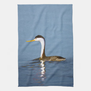 Clark's Grebe Painting - Original Bird Art Towel