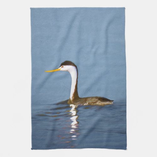 Clarks Grebe Painting _ Original Bird Art Towel
