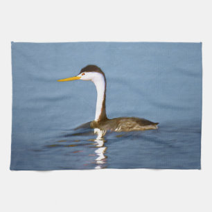 Clark's Grebe Painting - Original Bird Art Towel