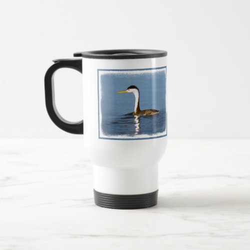 Clarks Grebe Painting _ Original Bird Art Travel Mug