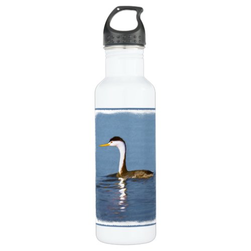 Clarks Grebe Painting _ Original Bird Art Water Bottle