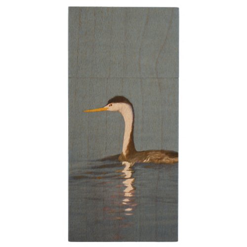 Clarks Grebe Painting _ Original Bird Art Wood Flash Drive