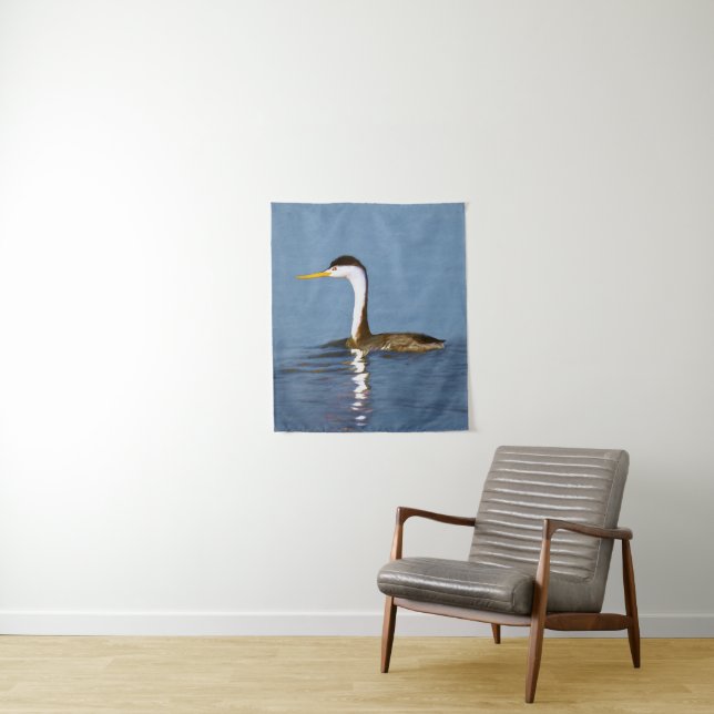 Clark's Grebe Painting - Original Wild Bird Art Tapestry (In Situ)