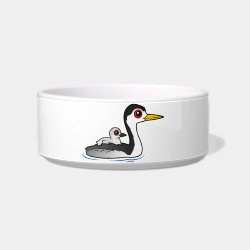 Clark's Grebe with chick Cat Food Bowl